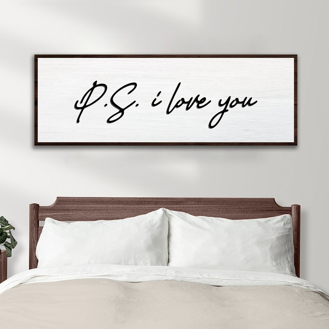 Valentine P.S. I Love You Typography Sign 20x60 inch Extra Large Premium Gallery Wrapped