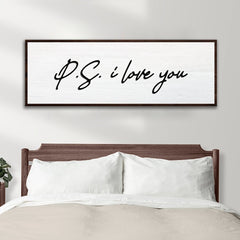 Valentine P.S. I Love You Typography Sign 20x60 inch Extra Large Premium Gallery Wrapped