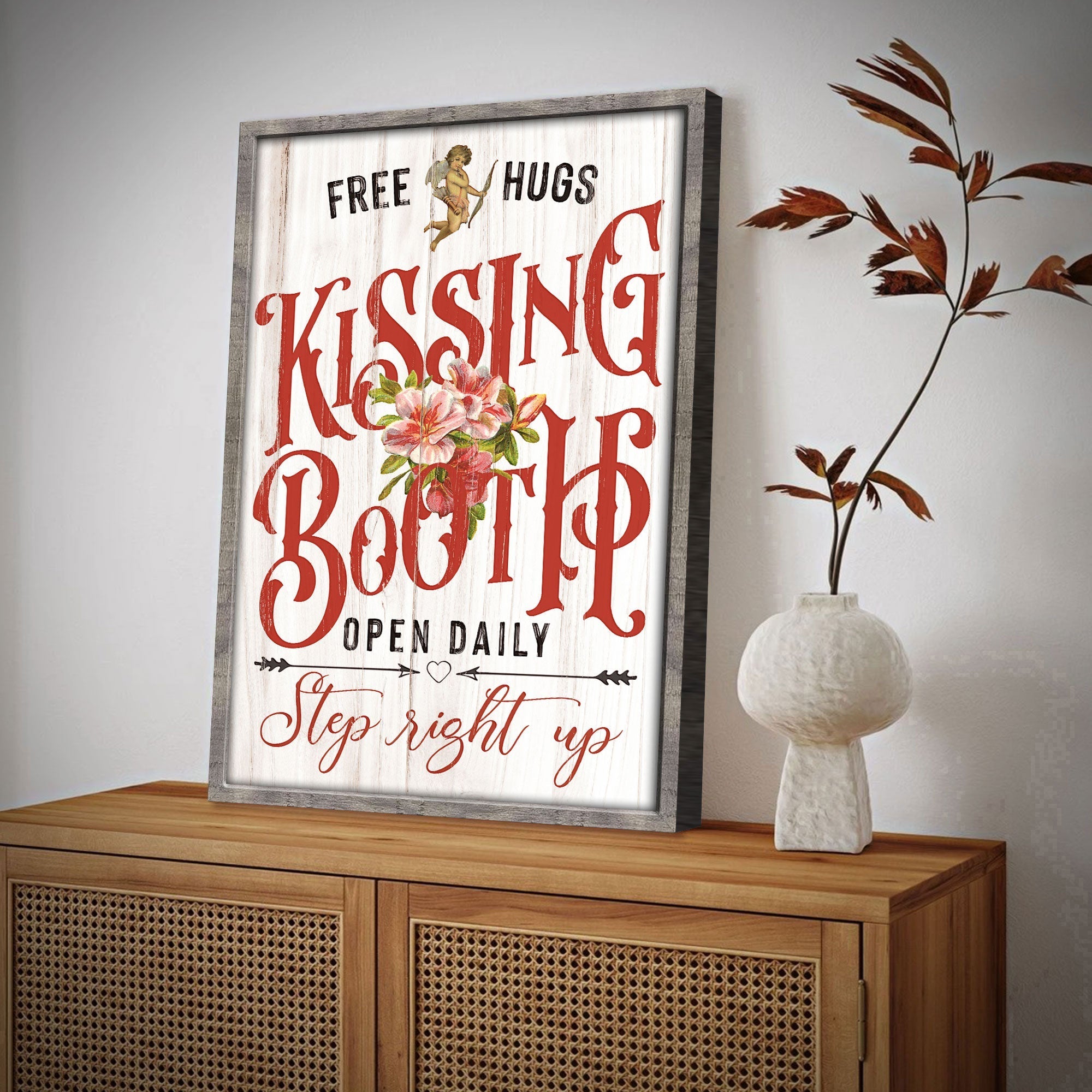 Valentines Day Kissing Booth Sign 36x24 inch Extra Large Premium Gallery Wrapped