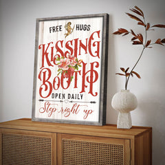 Valentines Day Kissing Booth Sign 36x24 inch Extra Large Premium Gallery Wrapped