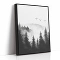 Misty Woodland Reverie Black Framed Canvas