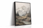 Where Mountains Breathe Softly Black Framed Canvas