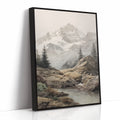 Where Mountains Breathe Softly Black Framed Canvas