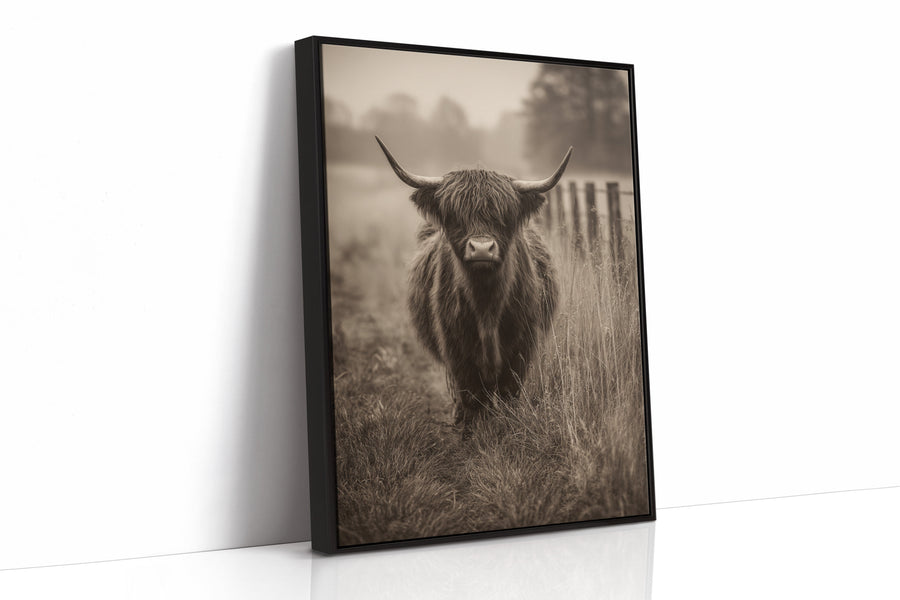 Guardian of the Misty Meadow Black Framed Canvas
