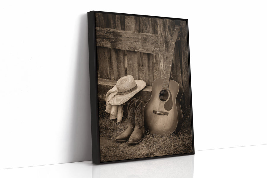 Echoes of Sunlit Retreats Black Framed Canvas