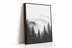Misty Woodland Reverie Brown Framed Canvas