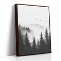 Misty Woodland Reverie Brown Framed Canvas