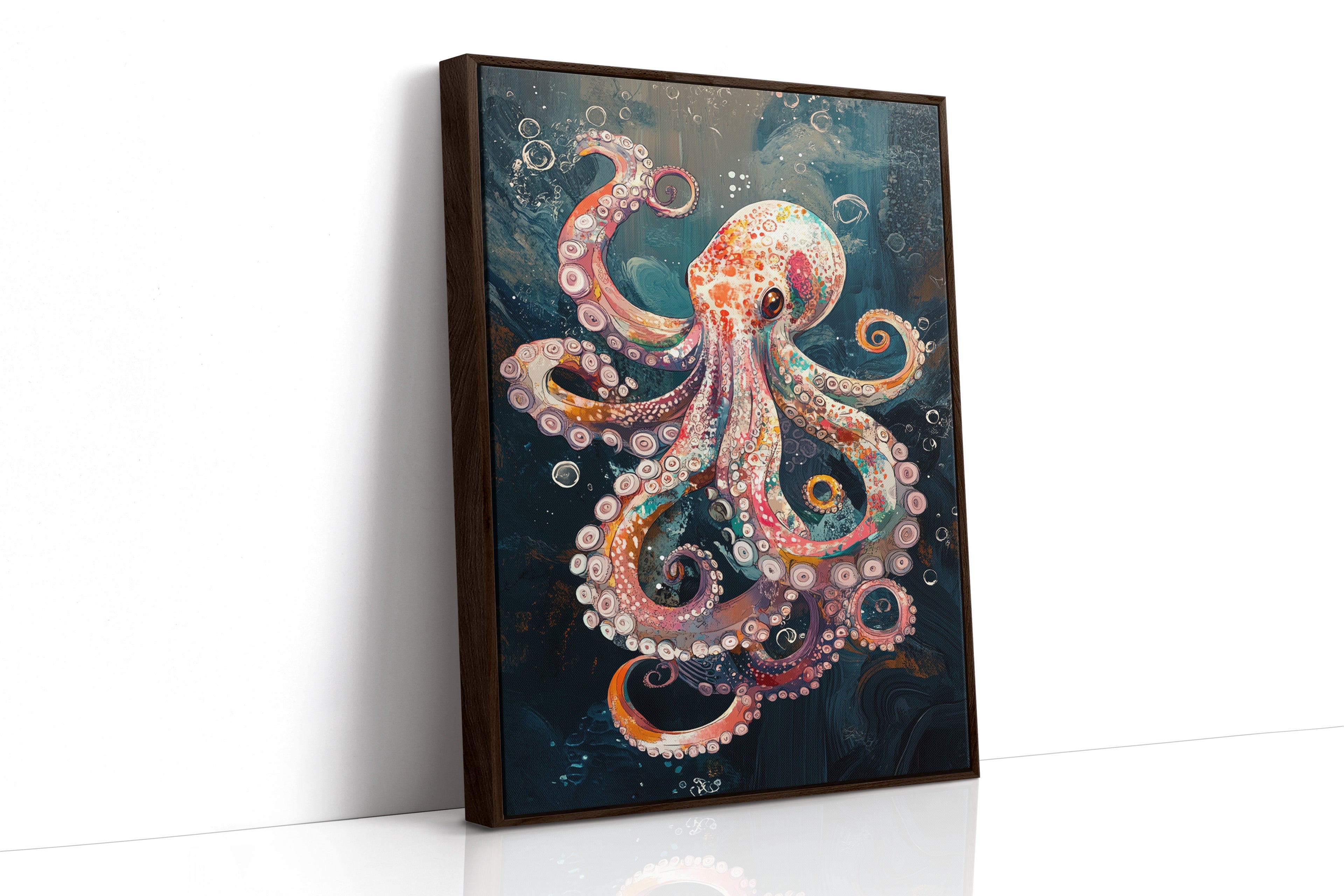 Oceanic Whirl of Dreams Brown Framed Canvas