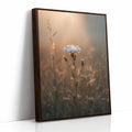 A Single Bloom In Sunrise's Embrace Brown Framed Canvas