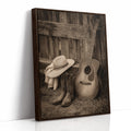 Echoes of Sunlit Retreats Brown Framed Canvas