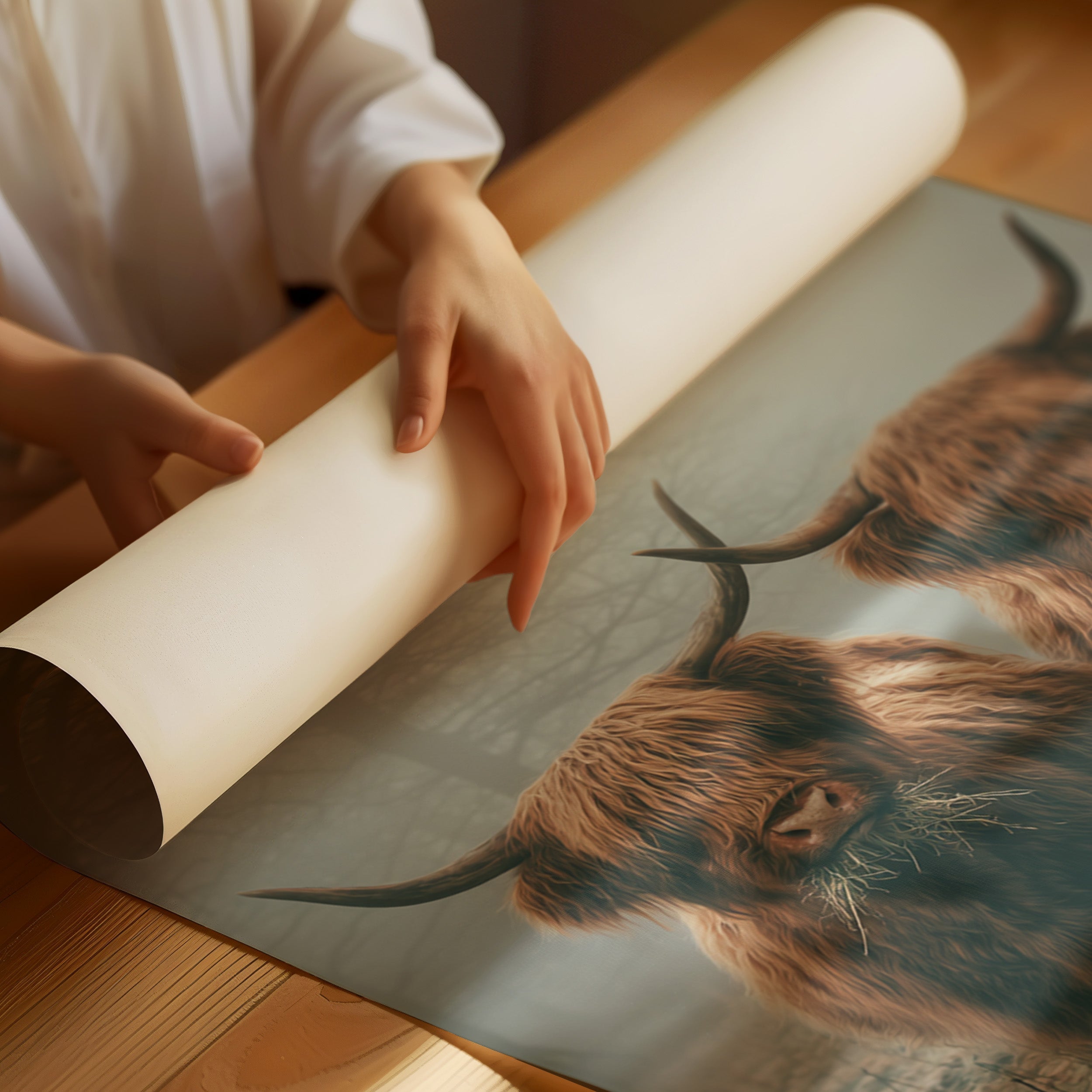 Gentle Giants Beneath Misty Skies Matte Poster