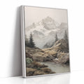 Where Mountains Breathe Softly White Framed Canvas