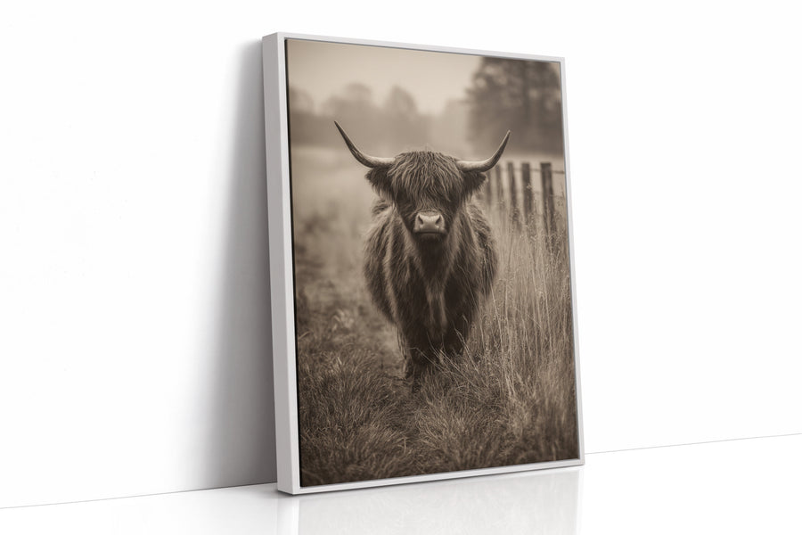 Guardian of the Misty Meadow White Framed Canvas