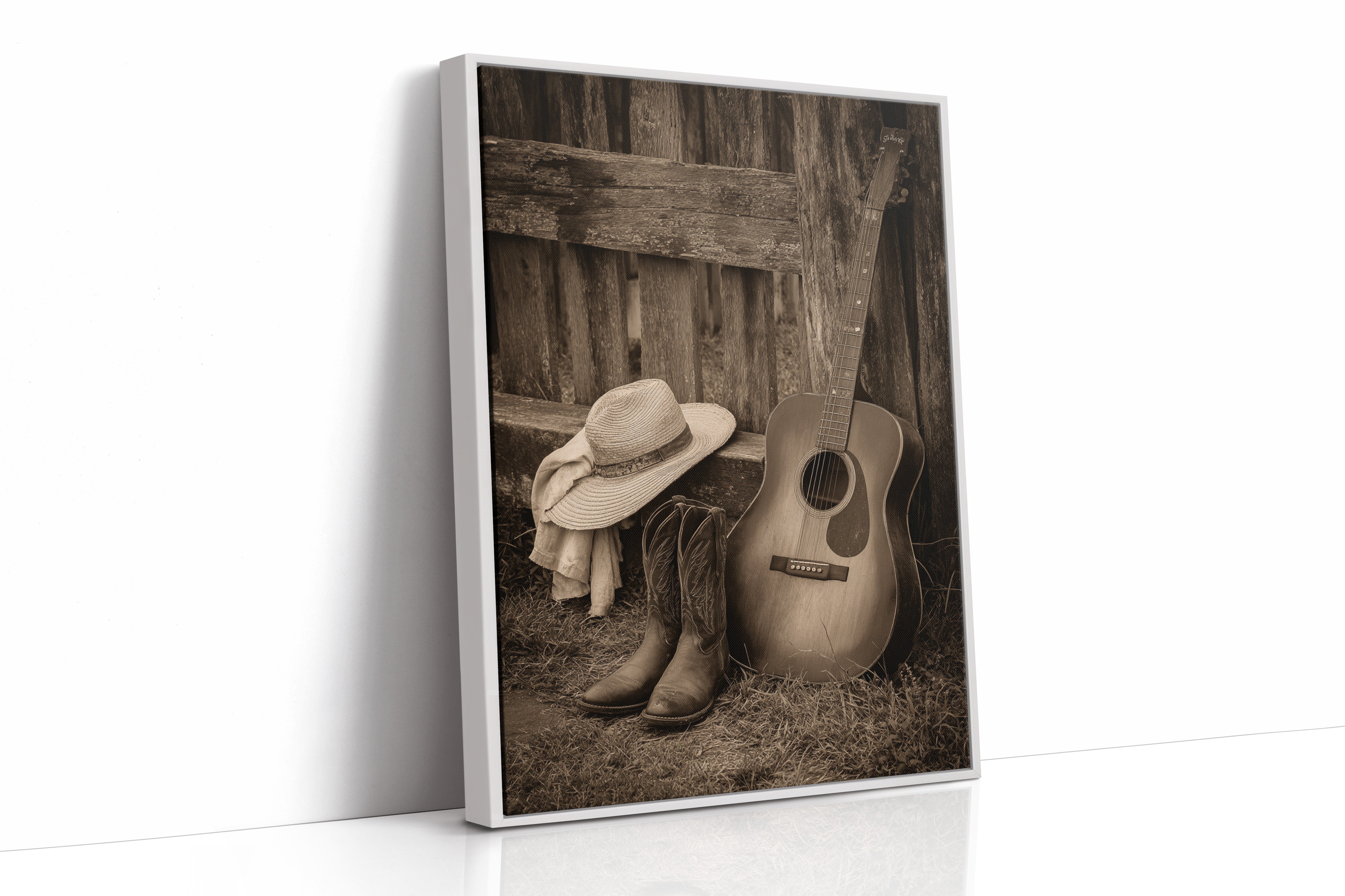 Echoes of Sunlit Retreats White Framed Canvas