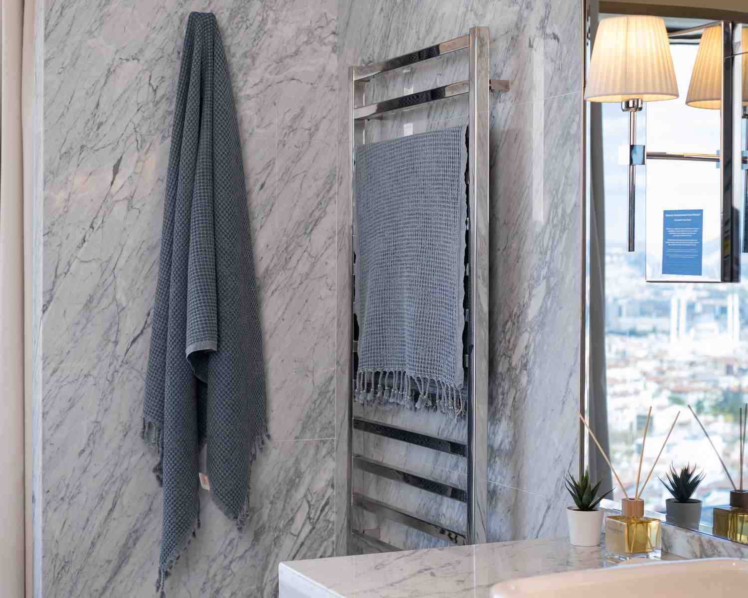 Waffle Turkish Towel Bluish Gray Bath&Hand Towel(Set)