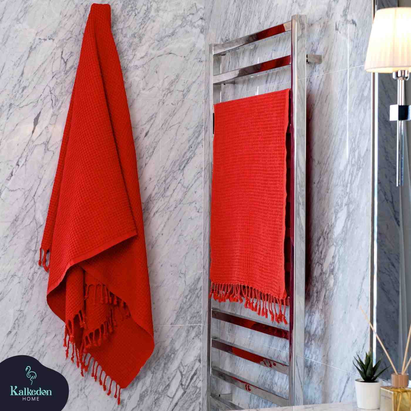 Waffle Turkish Towel Red Bath Towel