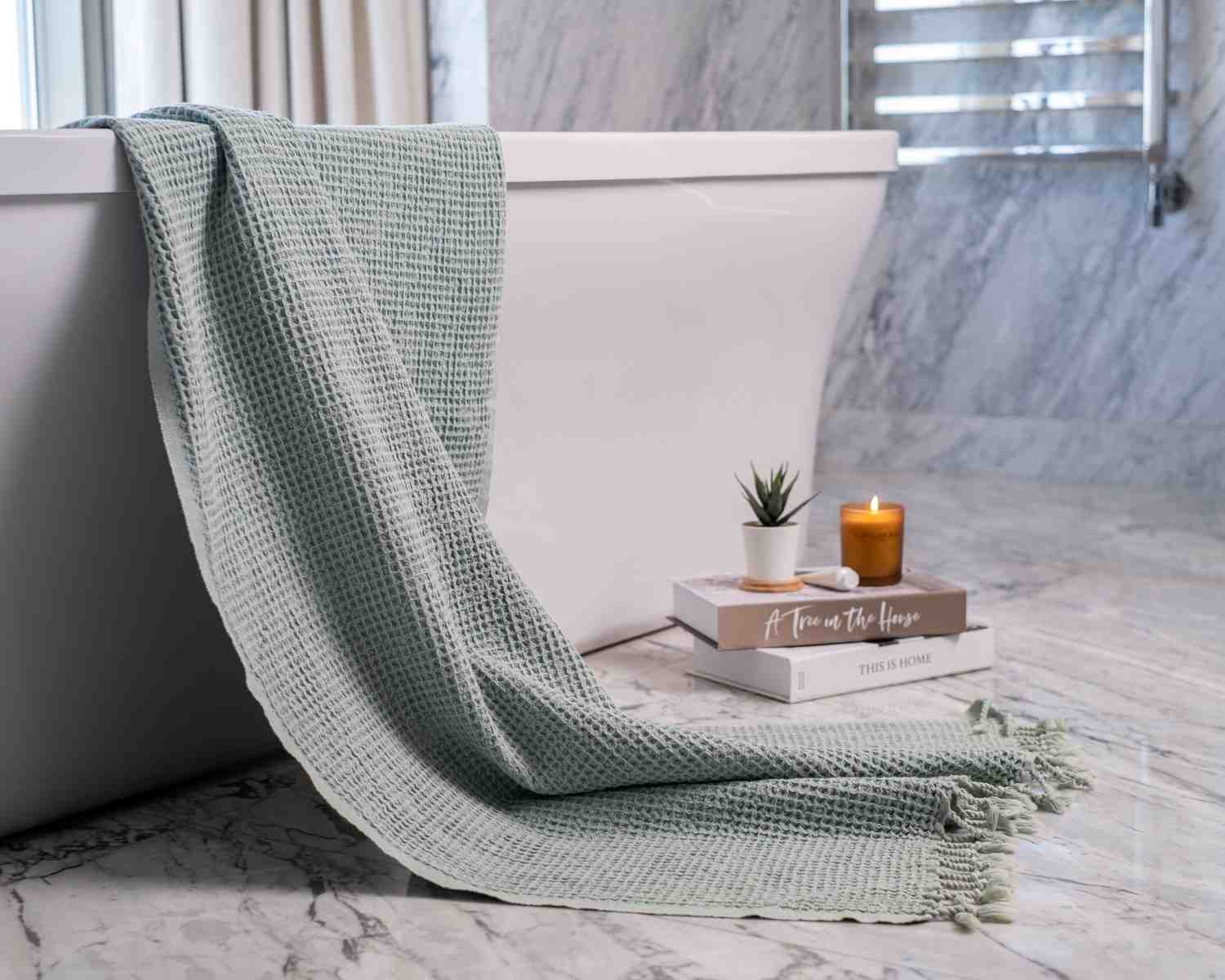 Waffle Turkish Towel Pistachio Bath Towel