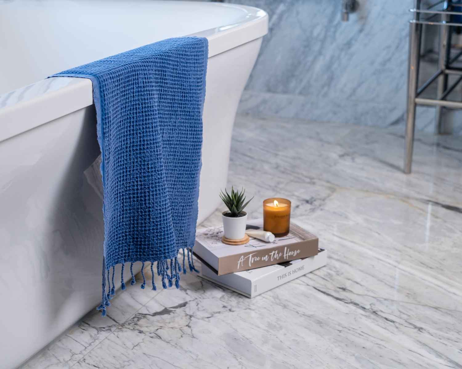 Waffle Turkish Towel Dark Blue Hand Towel