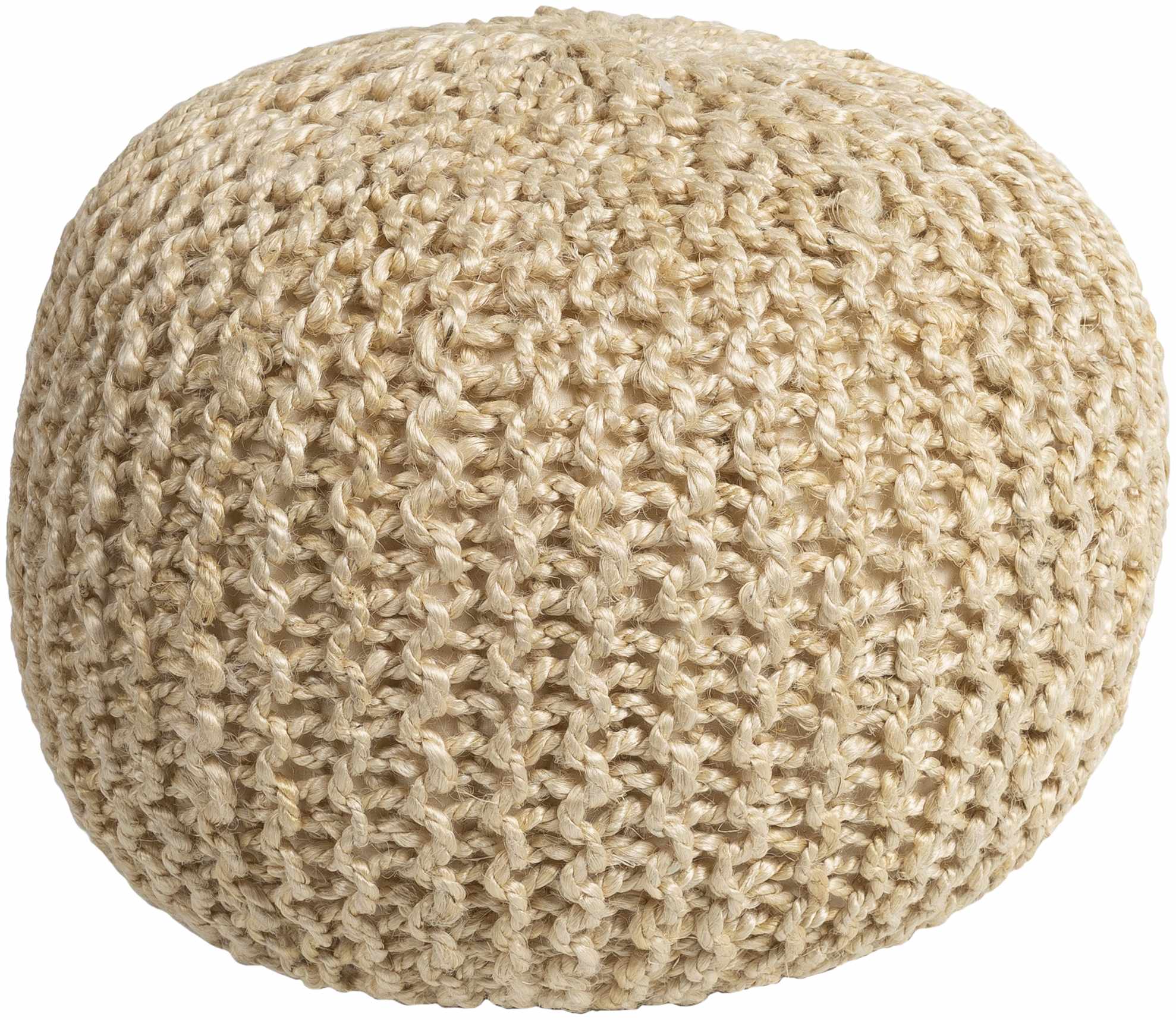 Watseka Jute Knitted Pouf 20" x 20" x 14" Round