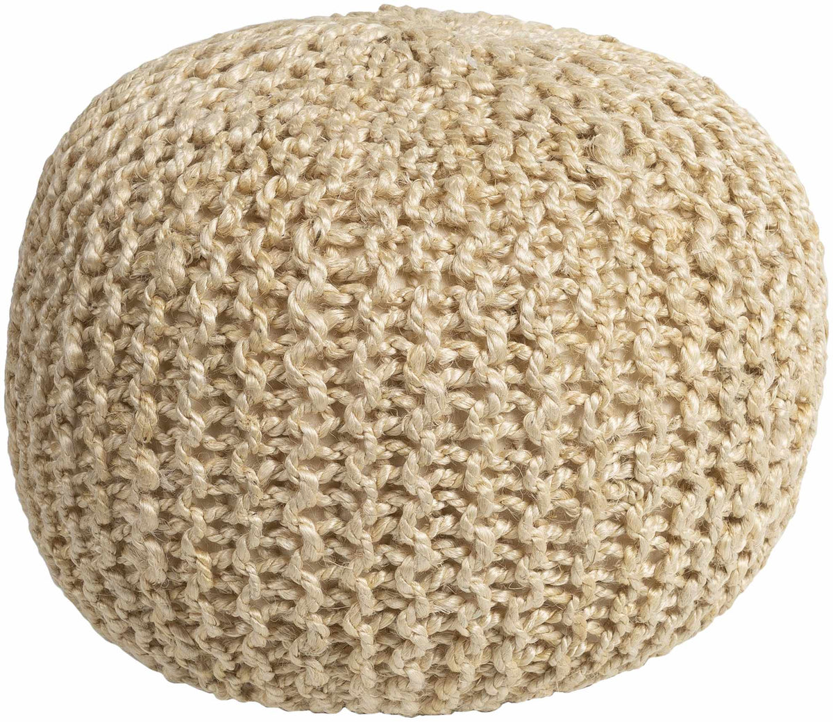 Watseka Jute Knitted Pouf 20" x 20" x 14" Round