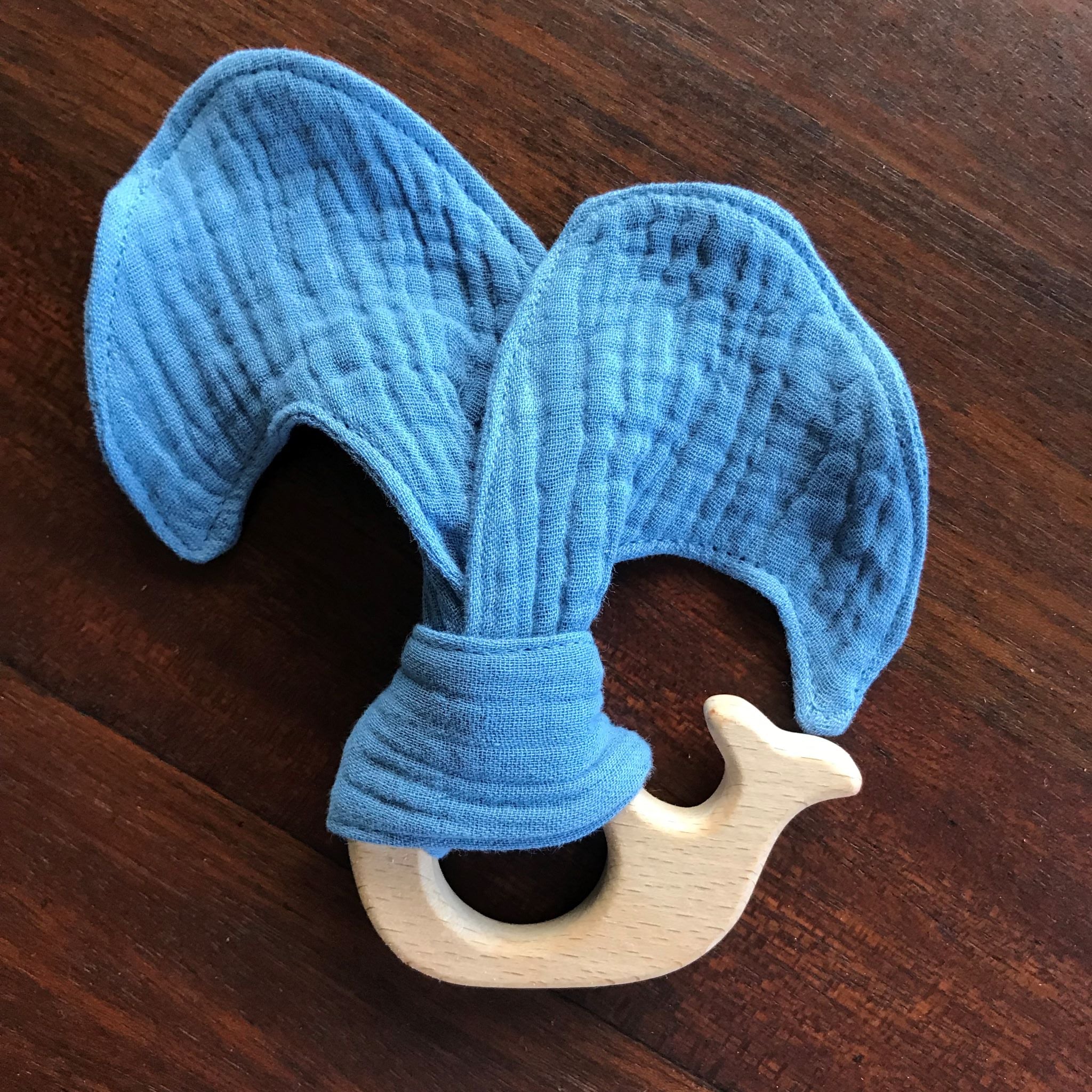 Baby Beech Wood Teether with Organic Cotton Fabric Tie Secondary image
