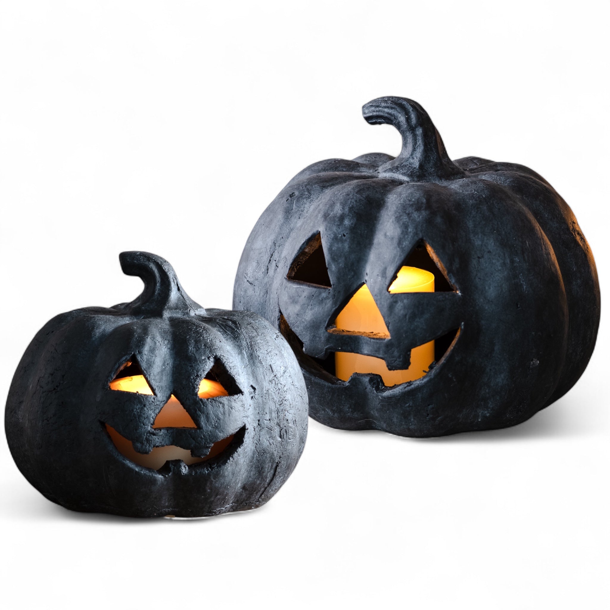 Black Terracotta Jack-O-Lantern Pumpkins | 2 Sizes Main image