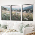 Meadow Landscape Wall Art Set of 3. Nature Prints