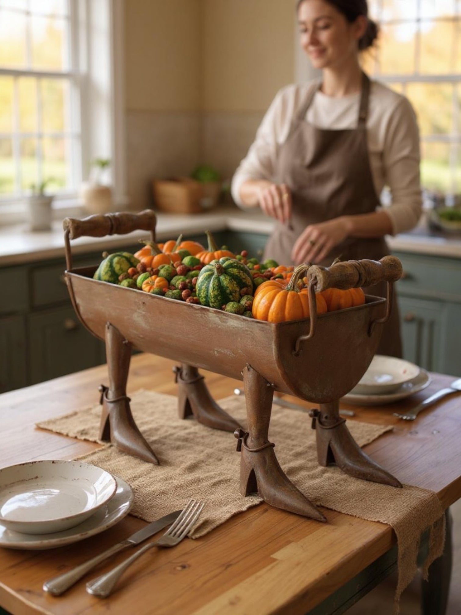Rustic Metal Planter with Witch Boot Legs Secondary image