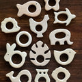 Baby Beech Wood Teether with Organic Cotton Fabric Tie