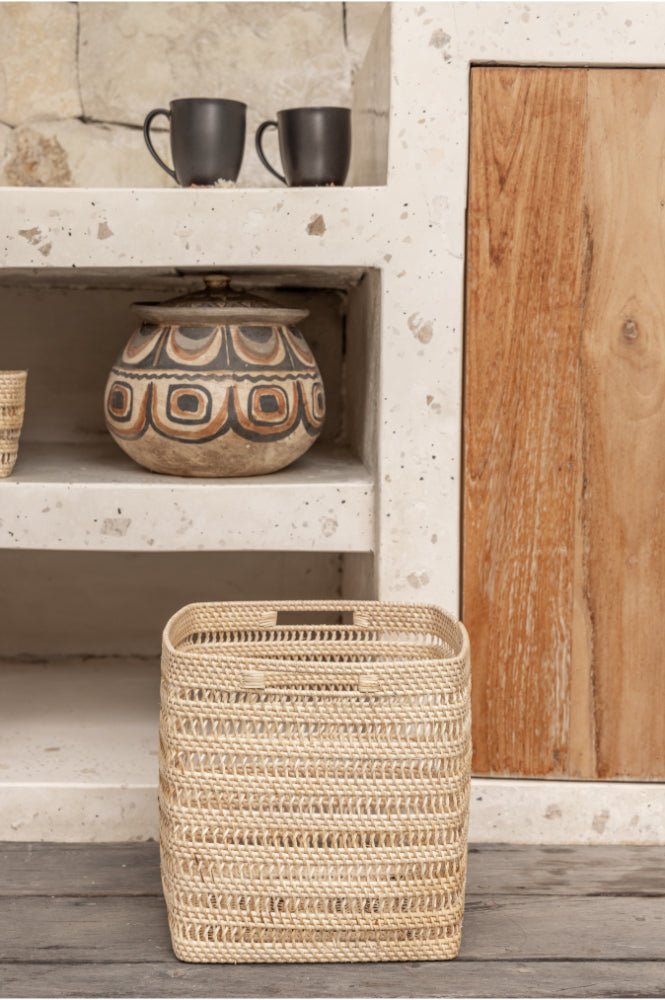 Woven Rattan Cube Storage Baskets Large