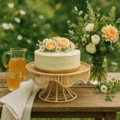 Woven Scallop Round Handwoven Iraca Cake Stand