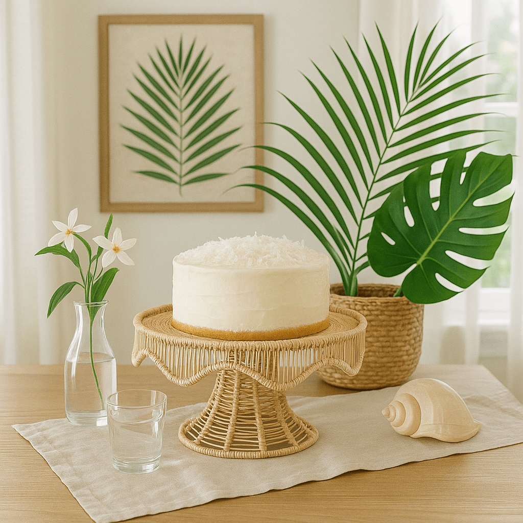 Woven Scallop Round Handwoven Iraca Cake Stand
