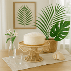 Woven Scallop Round Handwoven Iraca Cake Stand